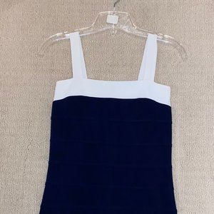 Navy Dress with White Trim